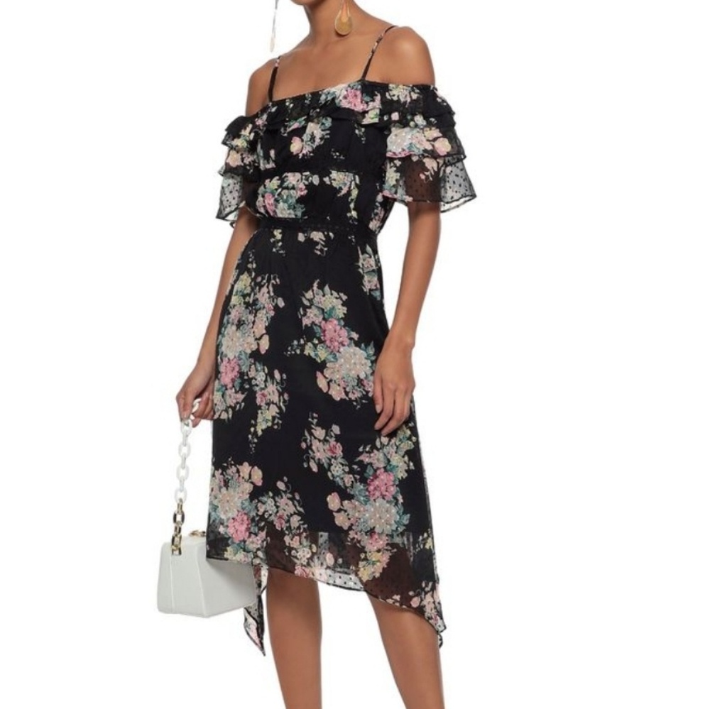 NWT Walter Baker Black Floral Hansen Dress, Size Small